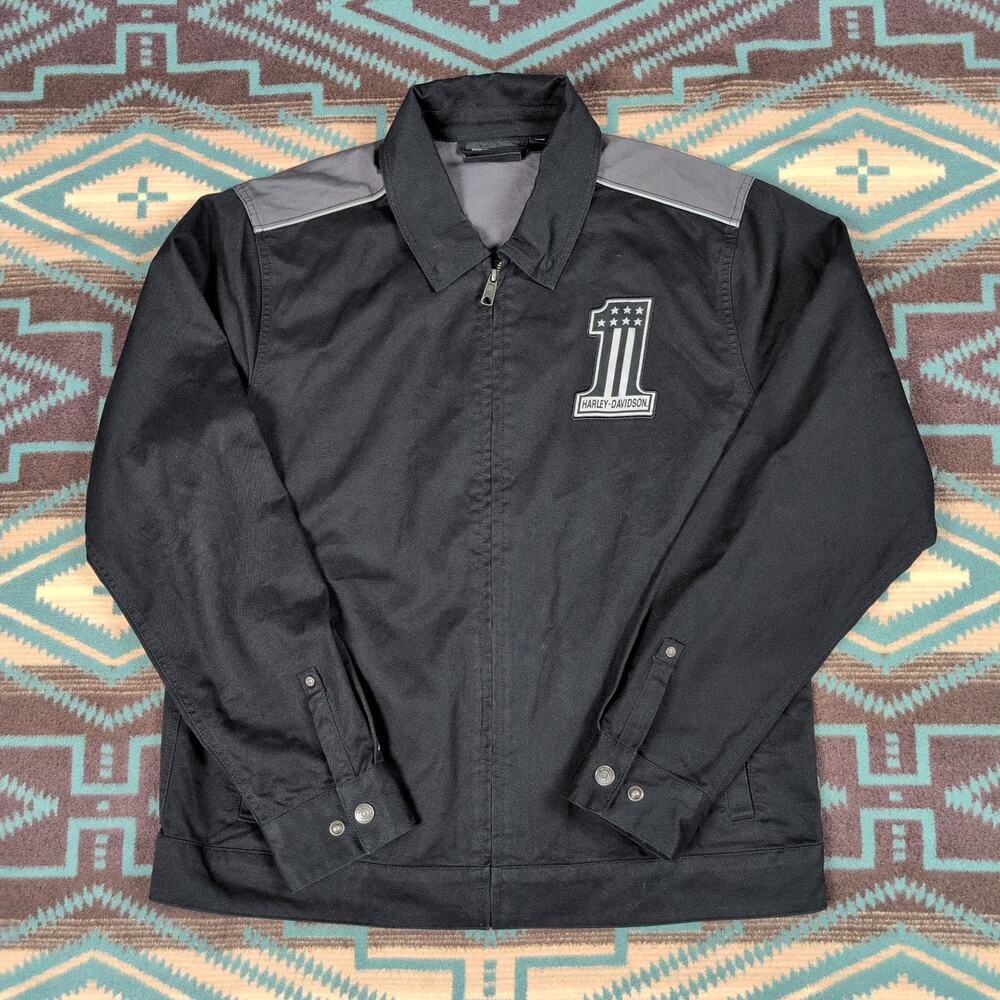 Harley Davidson Men's Woven Zip Front #1 Reflective Work Jacket HDMC Large